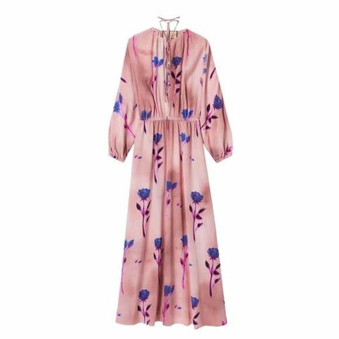 ::GUCCI:: 花卉絲質洋裝 Silk Crepe De Chine Floral Print Dress