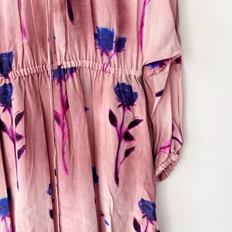 ::GUCCI:: 100% 桑蠶絲極親膚 花卉絲質洋裝 Silk Crepe De Chine Floral Print Dress-7