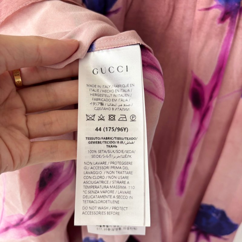 ::GUCCI:: 100% 桑蠶絲極親膚 花卉絲質洋裝 Silk Crepe De Chine Floral Print Dress-14