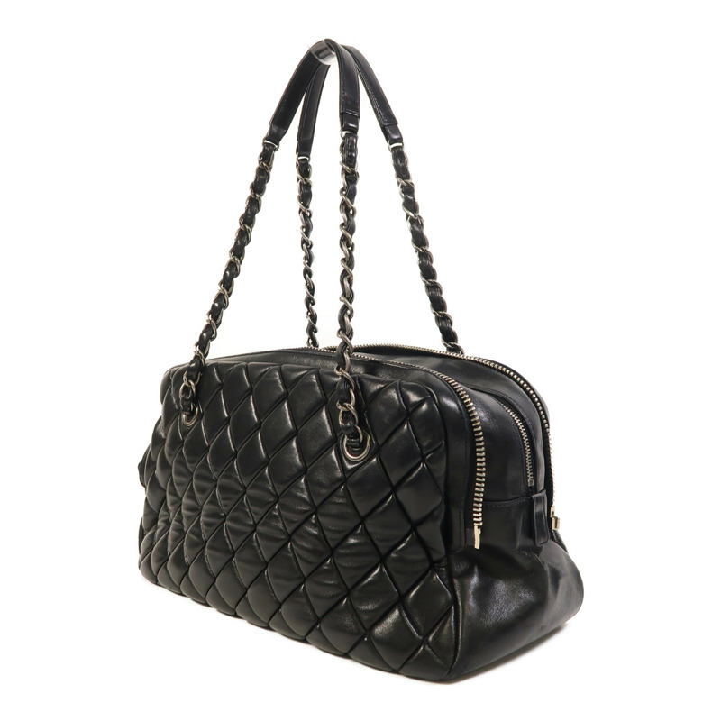 CHANEL 羊皮皮革Chain Shoulder銀扣鏈帶肩背袋-2