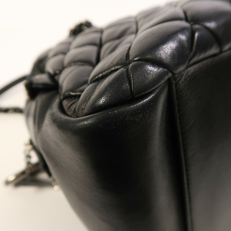 CHANEL 羊皮皮革Chain Shoulder銀扣鏈帶肩背袋-9