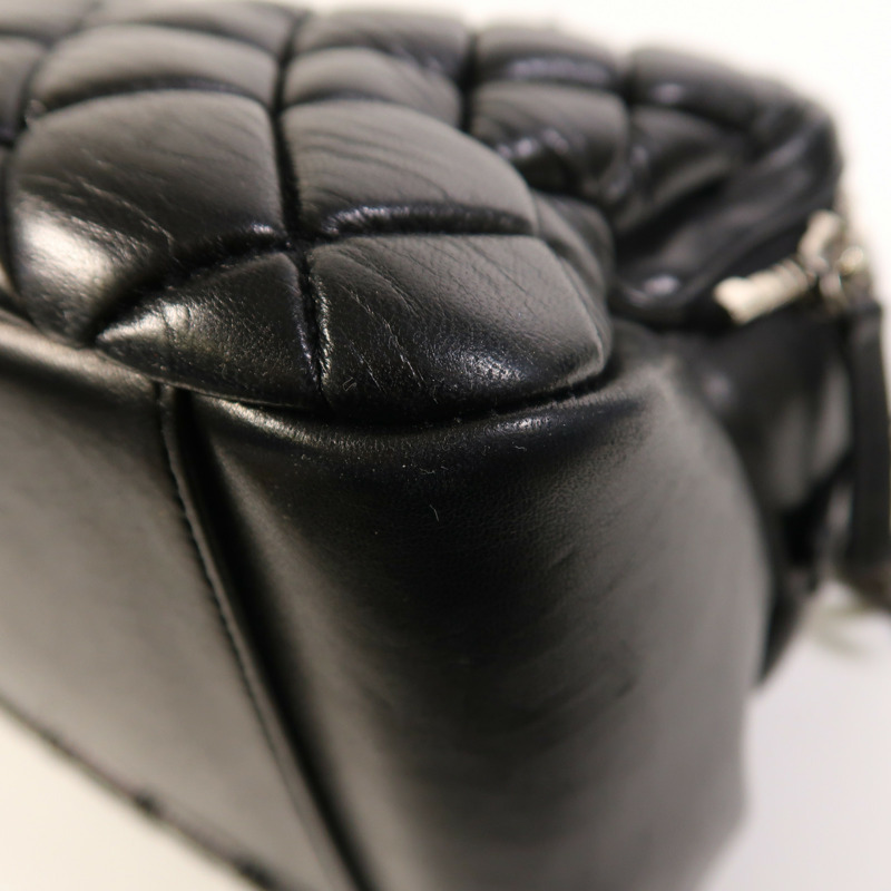 CHANEL 羊皮皮革Chain Shoulder銀扣鏈帶肩背袋-10