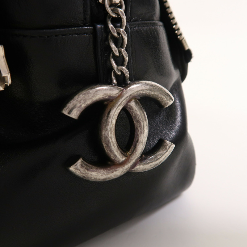CHANEL 羊皮皮革Chain Shoulder銀扣鏈帶肩背袋-13