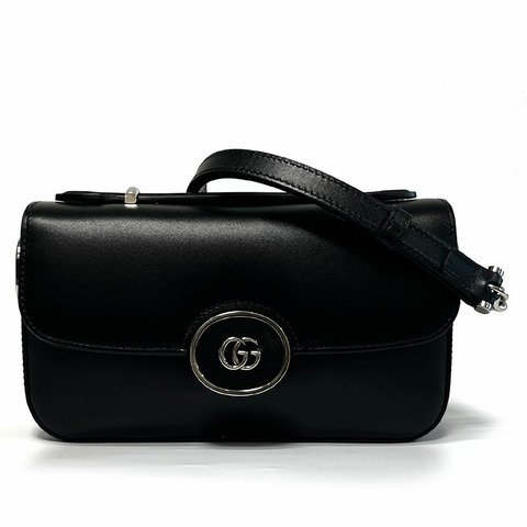 GUCCI Petite GG迷你肩背包 黑色皮革 739722 AABSG 1000