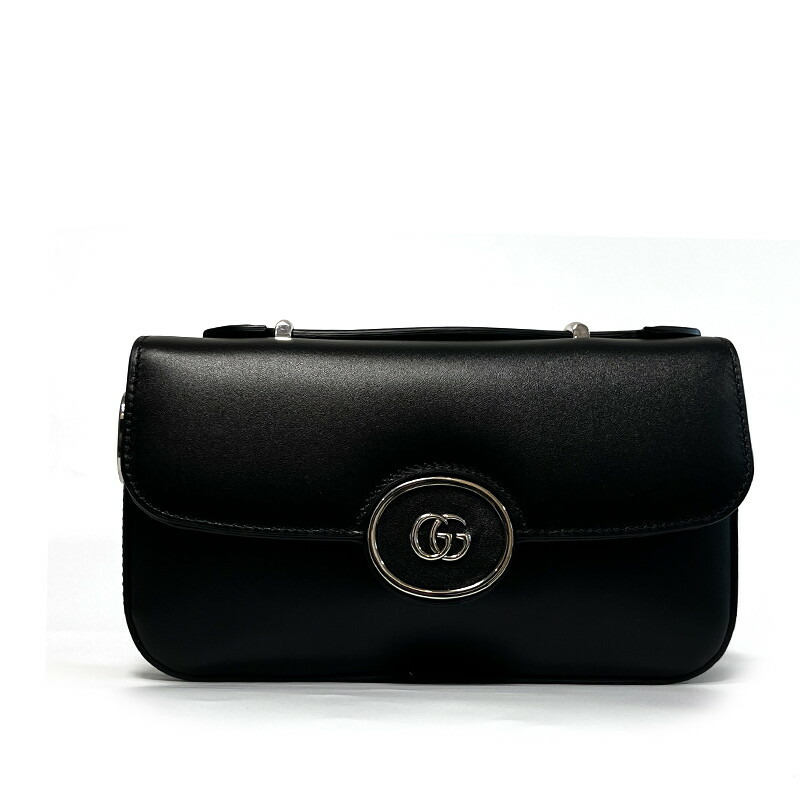 GUCCI Petite GG迷你肩背包 黑色皮革 739722 AABSG 1000-6
