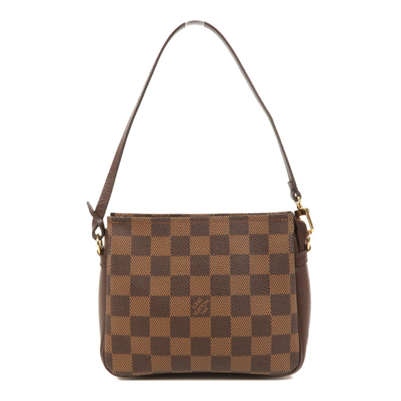 LOUIS VUITTON Damier Trousse Makeup Accessory Pouch金扣手挽袋棕色-0