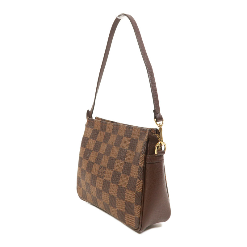 LOUIS VUITTON Damier Trousse Makeup Accessory Pouch金扣手挽袋棕色-2