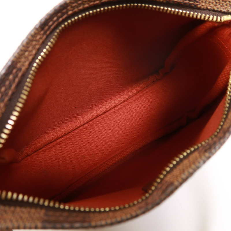 LOUIS VUITTON Damier Trousse Makeup Accessory Pouch金扣手挽袋棕色-4