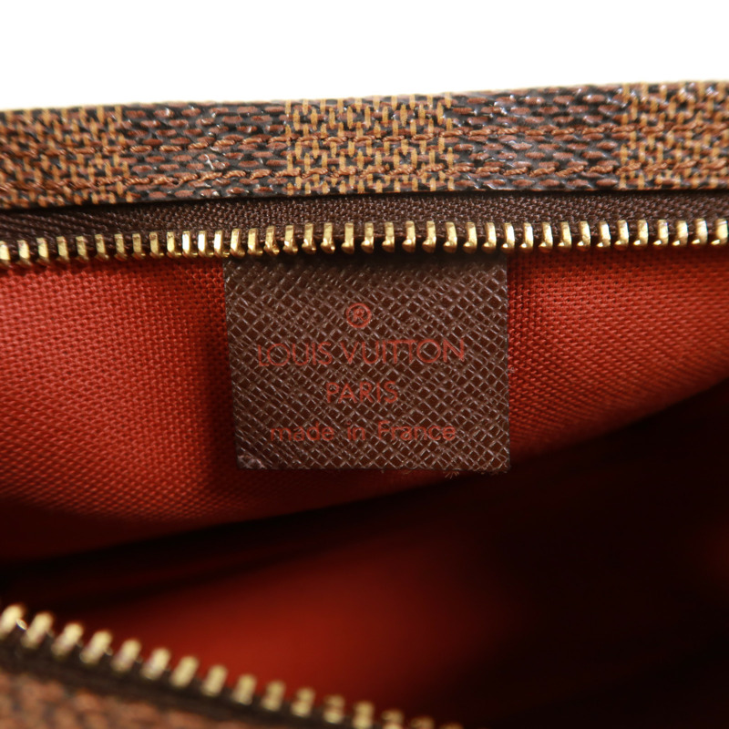 LOUIS VUITTON Damier Trousse Makeup Accessory Pouch金扣手挽袋棕色-5