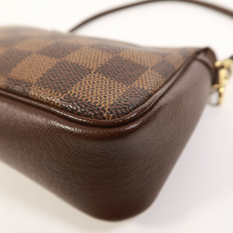 LOUIS VUITTON Damier Trousse Makeup Accessory Pouch金扣手挽袋棕色-9