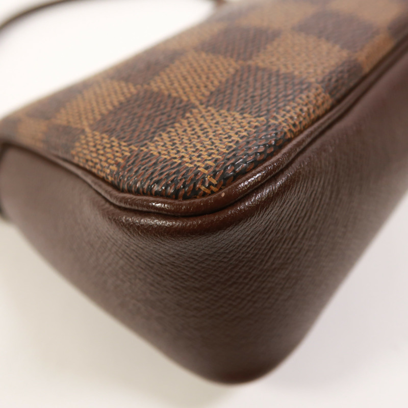 LOUIS VUITTON Damier Trousse Makeup Accessory Pouch金扣手挽袋棕色-10