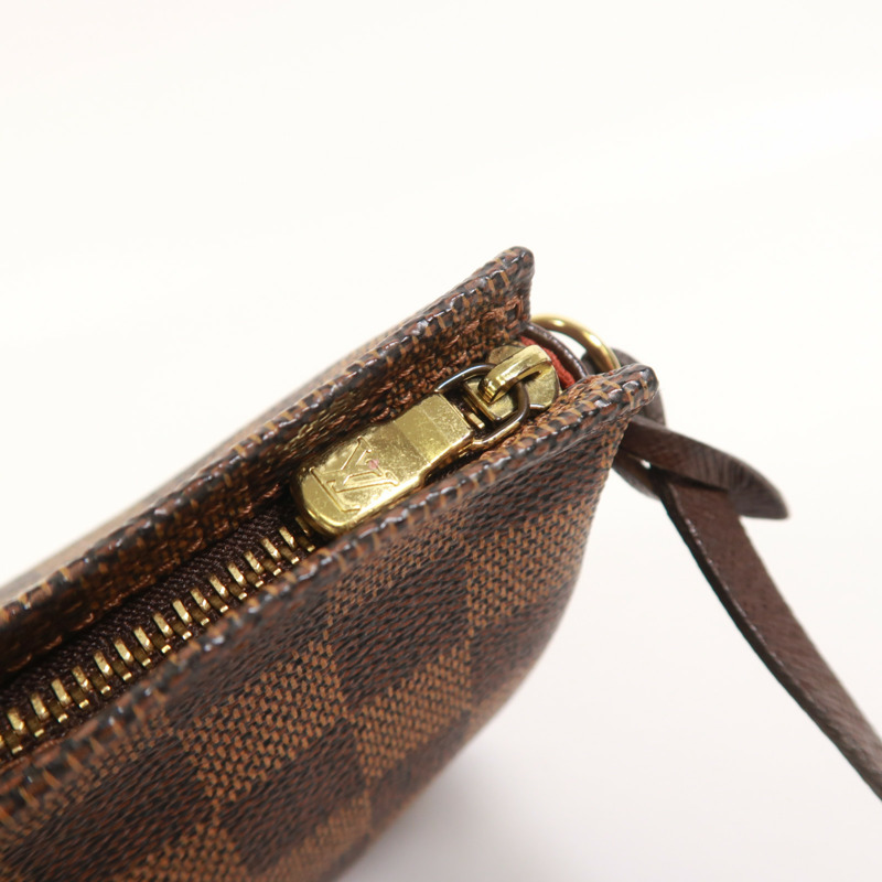 LOUIS VUITTON Damier Trousse Makeup Accessory Pouch金扣手挽袋棕色-15