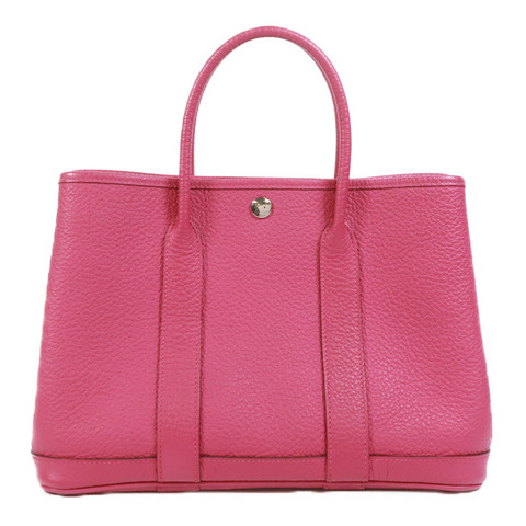 HERMES Negonda皮革Garden Party TPM銀扣手挽袋Rose Pourpre