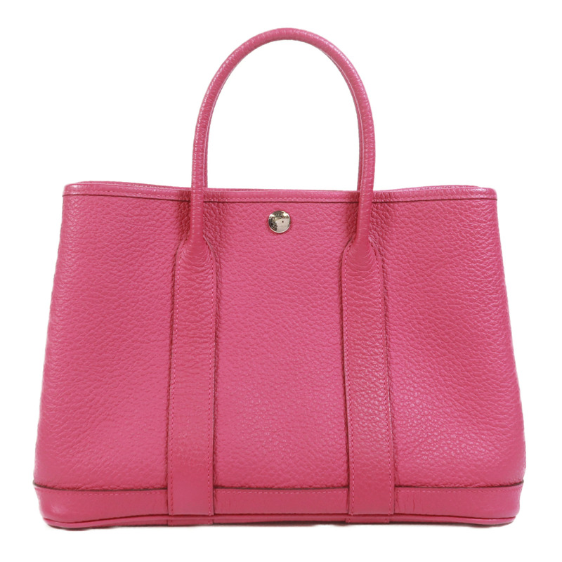 HERMES Negonda皮革Garden Party TPM銀扣手挽袋Rose Pourpre-0