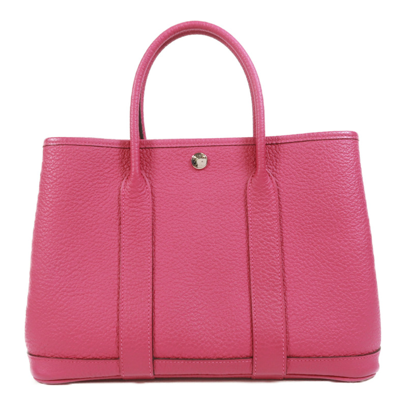 HERMES Negonda皮革Garden Party TPM銀扣手挽袋Rose Pourpre-1