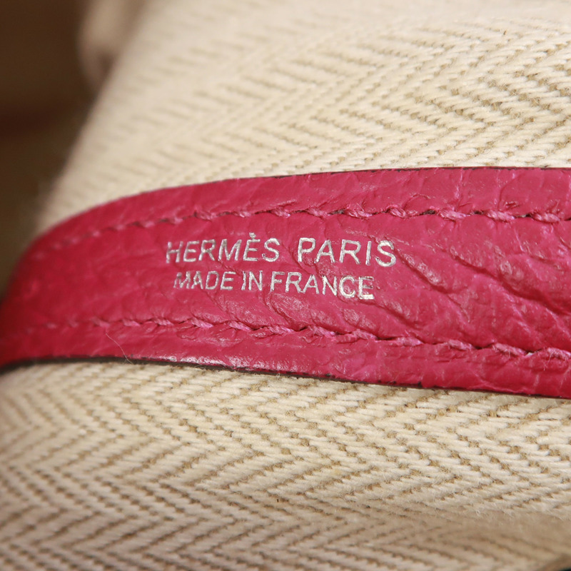HERMES Negonda皮革Garden Party TPM銀扣手挽袋Rose Pourpre-5