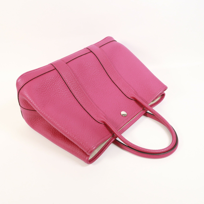 HERMES Negonda皮革Garden Party TPM銀扣手挽袋Rose Pourpre-7