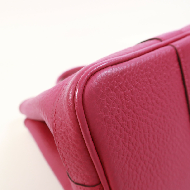 HERMES Negonda皮革Garden Party TPM銀扣手挽袋Rose Pourpre-10