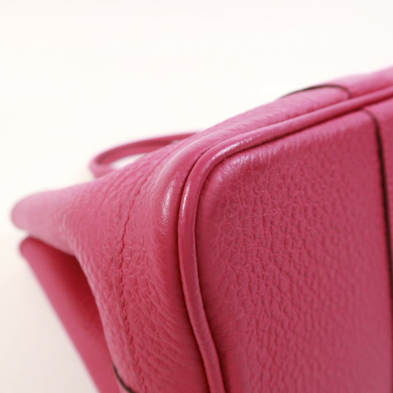 HERMES Negonda皮革Garden Party TPM銀扣手挽袋Rose Pourpre-12