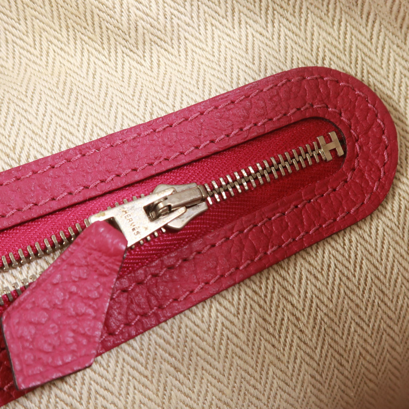HERMES Negonda皮革Garden Party TPM銀扣手挽袋Rose Pourpre-14