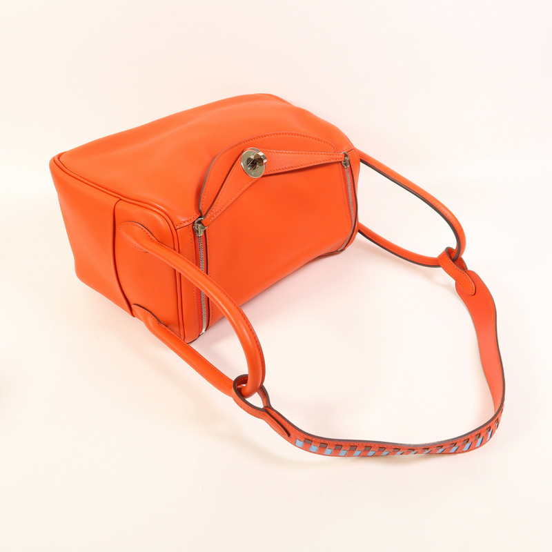 HERMES Swift皮革Lindy 26銀扣手挽肩背兩用袋Capucine-7