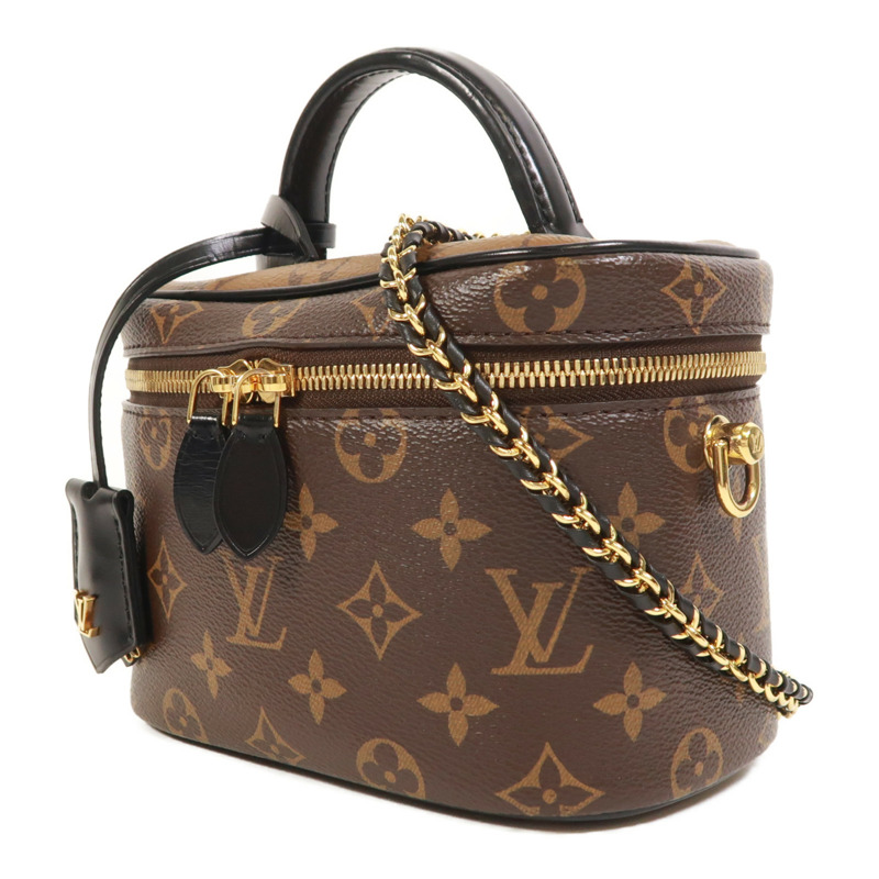 LOUIS VUITTON Monogram Reverse Vanity PM金扣手挽肩背兩用袋棕色-2