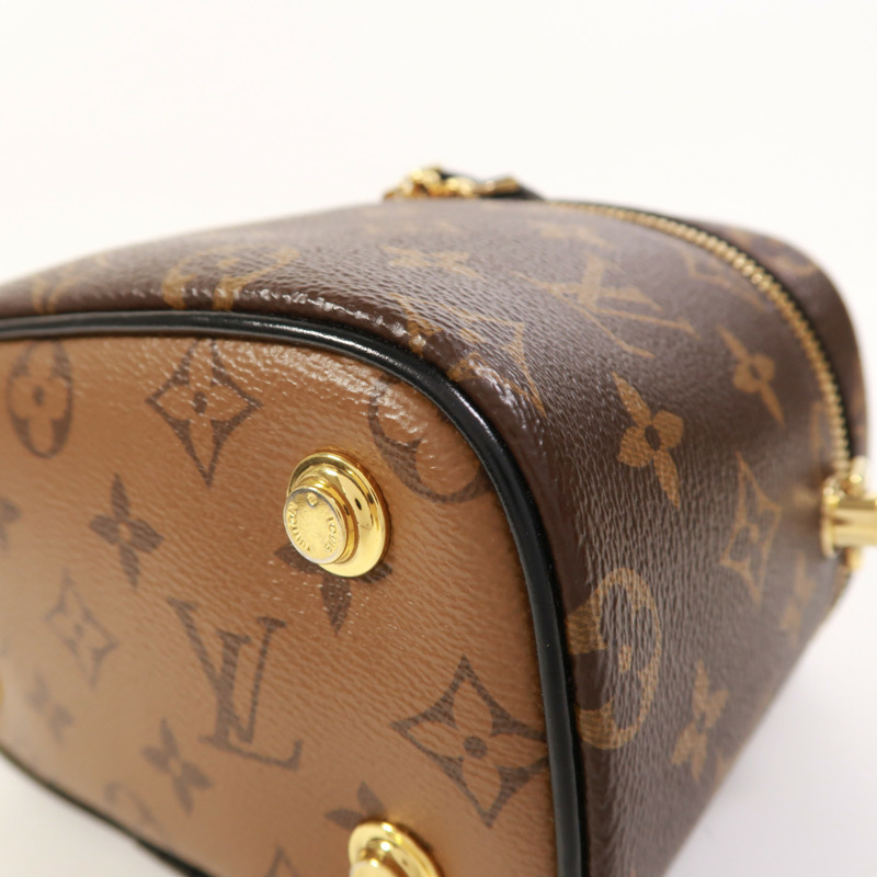 LOUIS VUITTON Monogram Reverse Vanity PM金扣手挽肩背兩用袋棕色-8