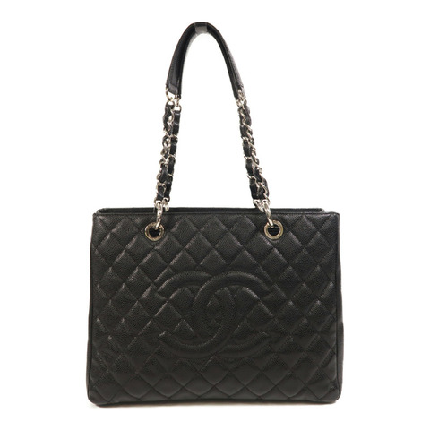 CHANEL 牛皮皮革GST Grand Shopping Tote Bag銀扣鏈帶肩背袋