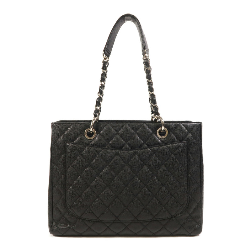 CHANEL 牛皮皮革GST Grand Shopping Tote Bag銀扣鏈帶肩背袋-1