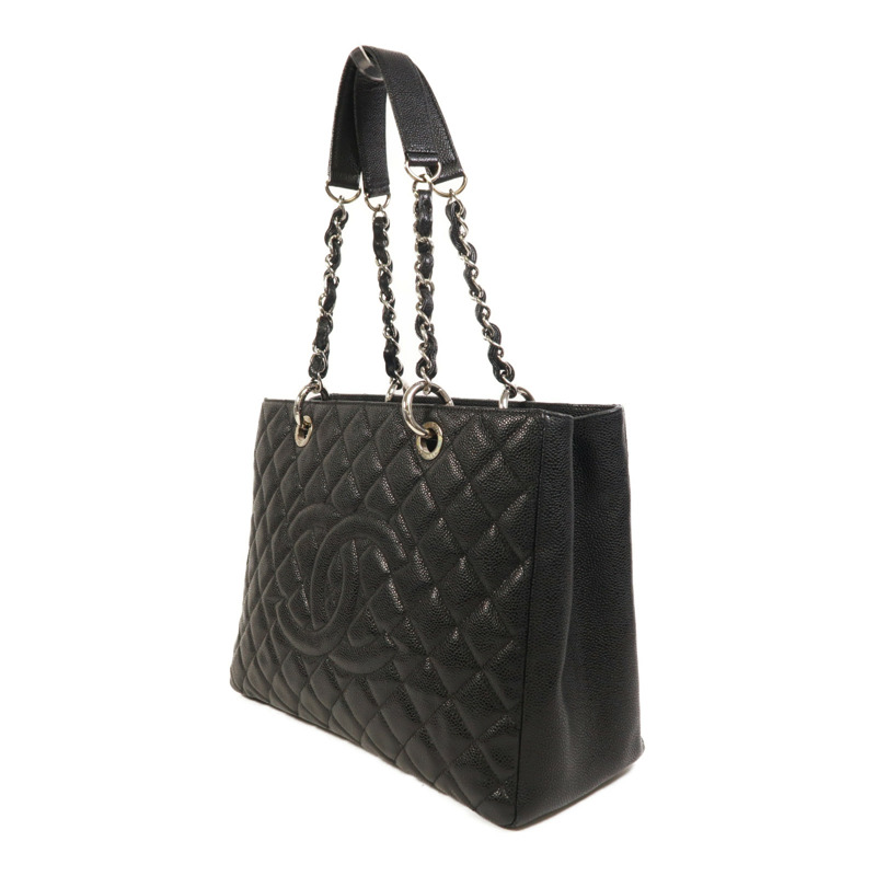 CHANEL 牛皮皮革GST Grand Shopping Tote Bag銀扣鏈帶肩背袋-2