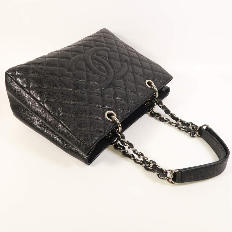 CHANEL 牛皮皮革GST Grand Shopping Tote Bag銀扣鏈帶肩背袋-8