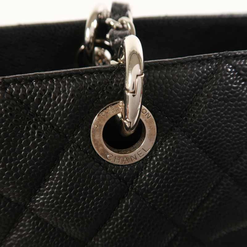 CHANEL 牛皮皮革GST Grand Shopping Tote Bag銀扣鏈帶肩背袋-14