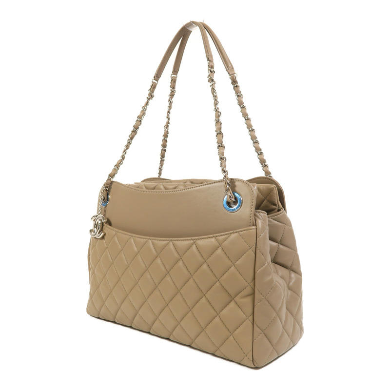 CHANEL 羊皮皮革Chain Shoulder銀扣鏈帶肩背袋-2