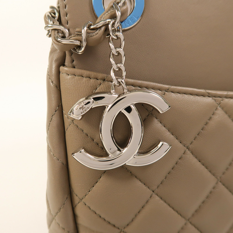 CHANEL 羊皮皮革Chain Shoulder銀扣鏈帶肩背袋-15