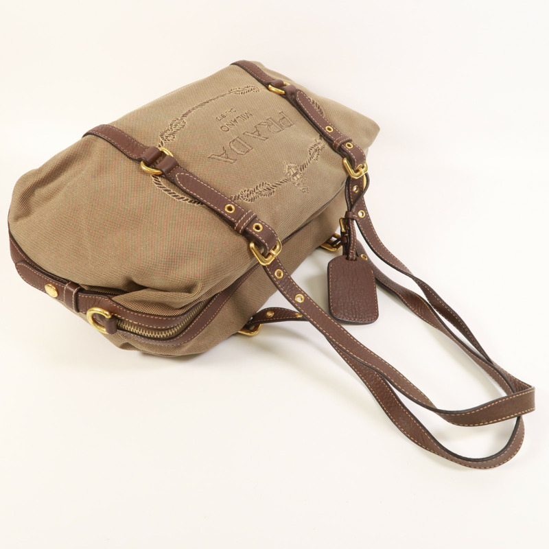 PRADA 帆布Shoulder Bag金扣肩背袋-8