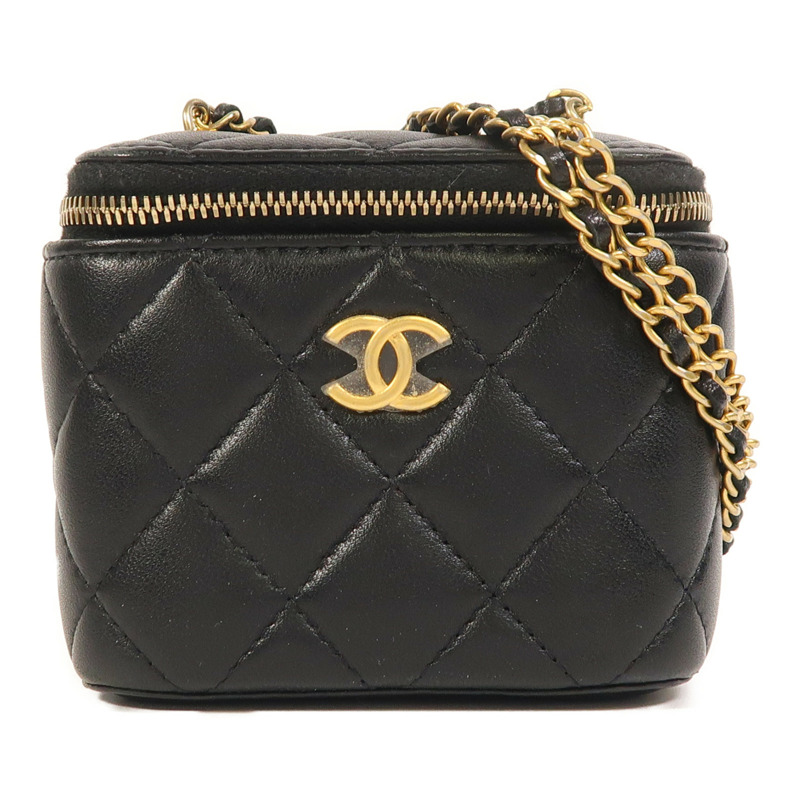 CHANEL 羊皮皮革Mini Vanity金扣鏈帶肩背袋-0