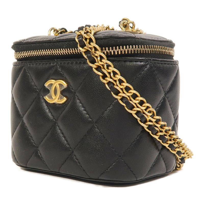 CHANEL 羊皮皮革Mini Vanity金扣鏈帶肩背袋-2