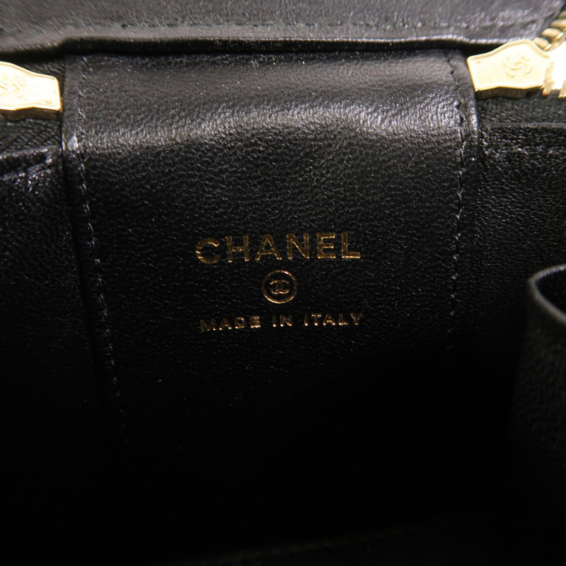 CHANEL 羊皮皮革Mini Vanity金扣鏈帶肩背袋-5