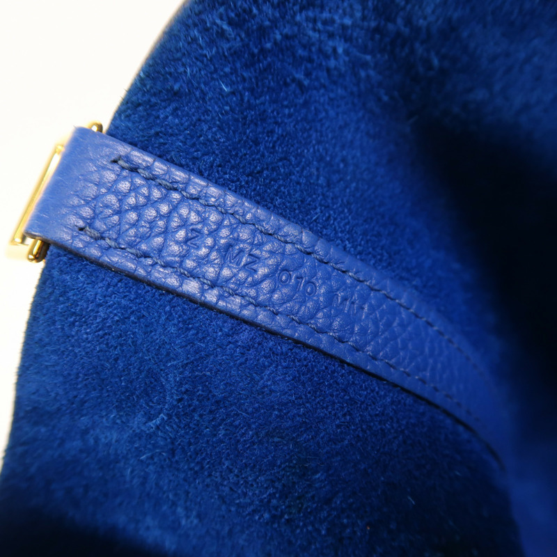 HERMES Clemence皮革Picotin MM金扣手挽袋Bleu France-6