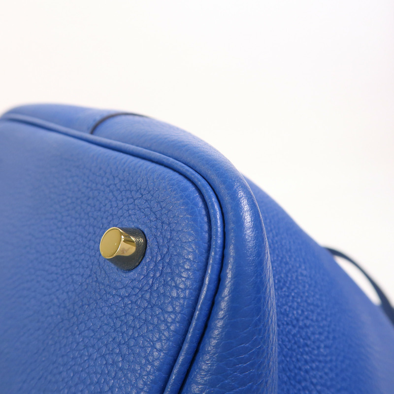 HERMES Clemence皮革Picotin MM金扣手挽袋Bleu France-9