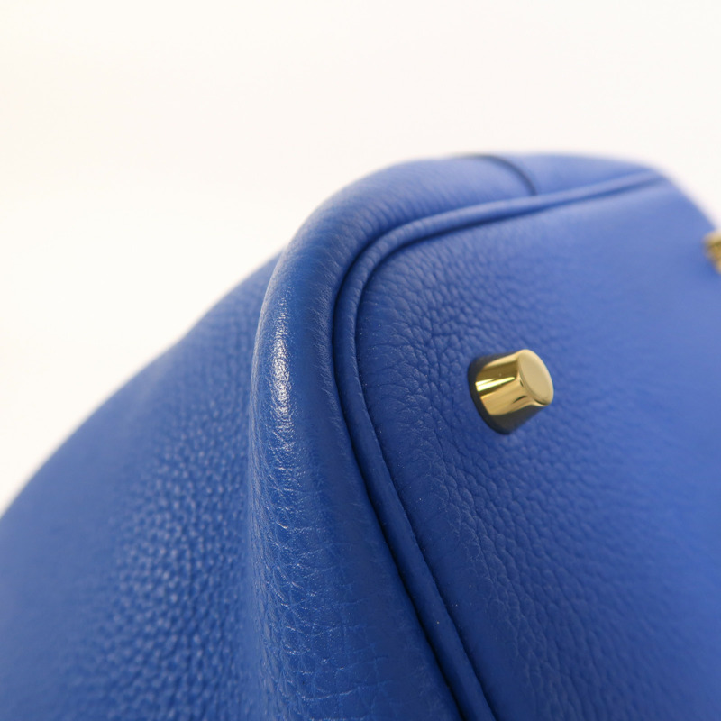HERMES Clemence皮革Picotin MM金扣手挽袋Bleu France-10