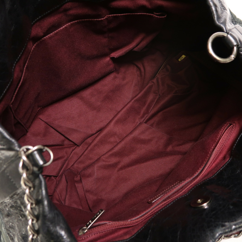 CHANEL 牛皮皮革Chain Shoulder銀扣手挽肩背兩用袋-4