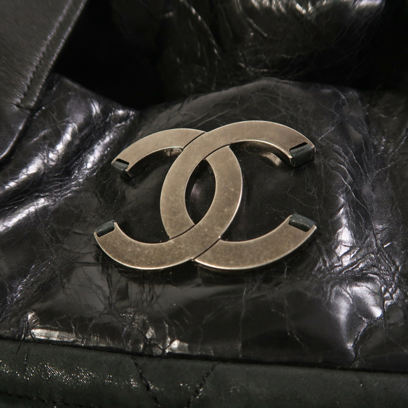 CHANEL 牛皮皮革Chain Shoulder銀扣手挽肩背兩用袋-8