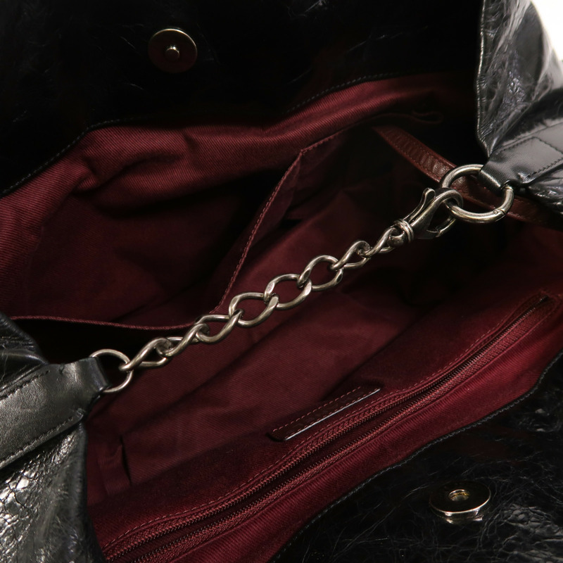 CHANEL 牛皮皮革Chain Shoulder銀扣手挽肩背兩用袋-15