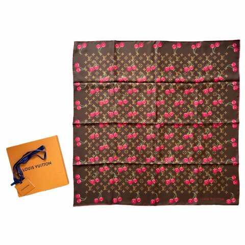 LOUIS VUITTON 聯乘 村上隆 車厘子 老花 絲巾