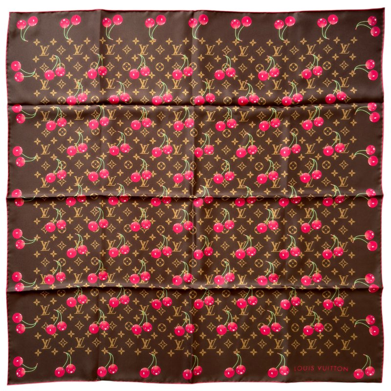LOUIS VUITTON *極罕* 聯乘 村上隆 車厘子 老花 絲巾-1