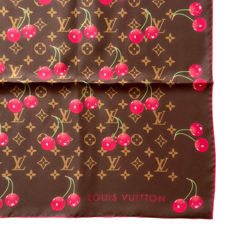 LOUIS VUITTON *極罕* 聯乘 村上隆 車厘子 老花 絲巾-2