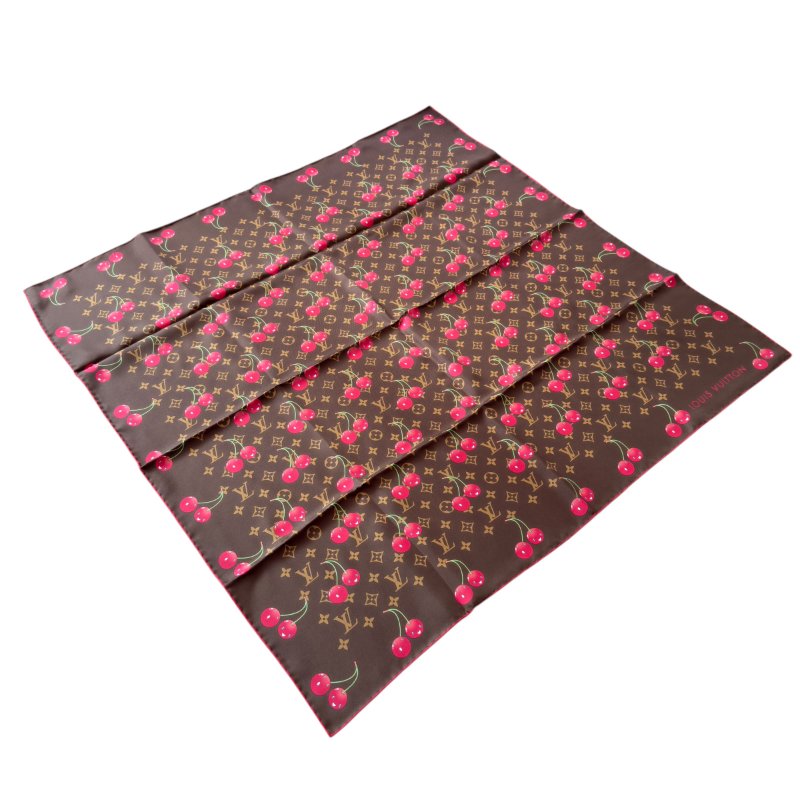 LOUIS VUITTON *極罕* 聯乘 村上隆 車厘子 老花 絲巾-3