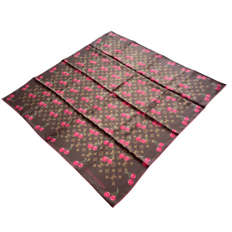 LOUIS VUITTON *極罕* 聯乘 村上隆 車厘子 老花 絲巾-4
