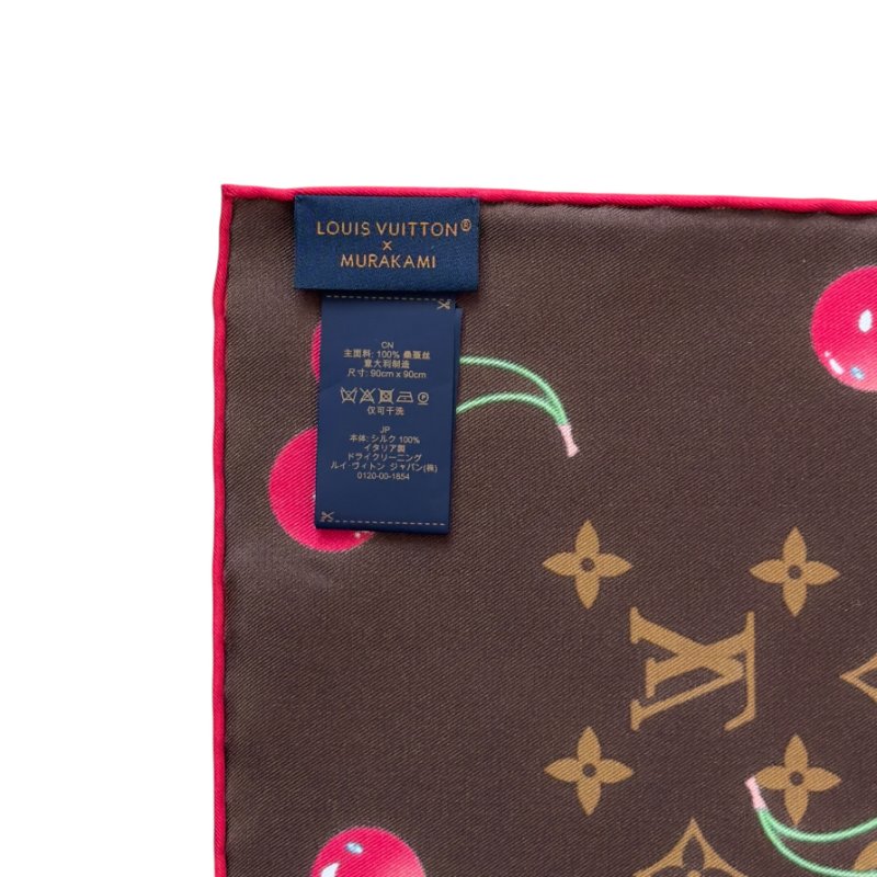 LOUIS VUITTON *極罕* 聯乘 村上隆 車厘子 老花 絲巾-5